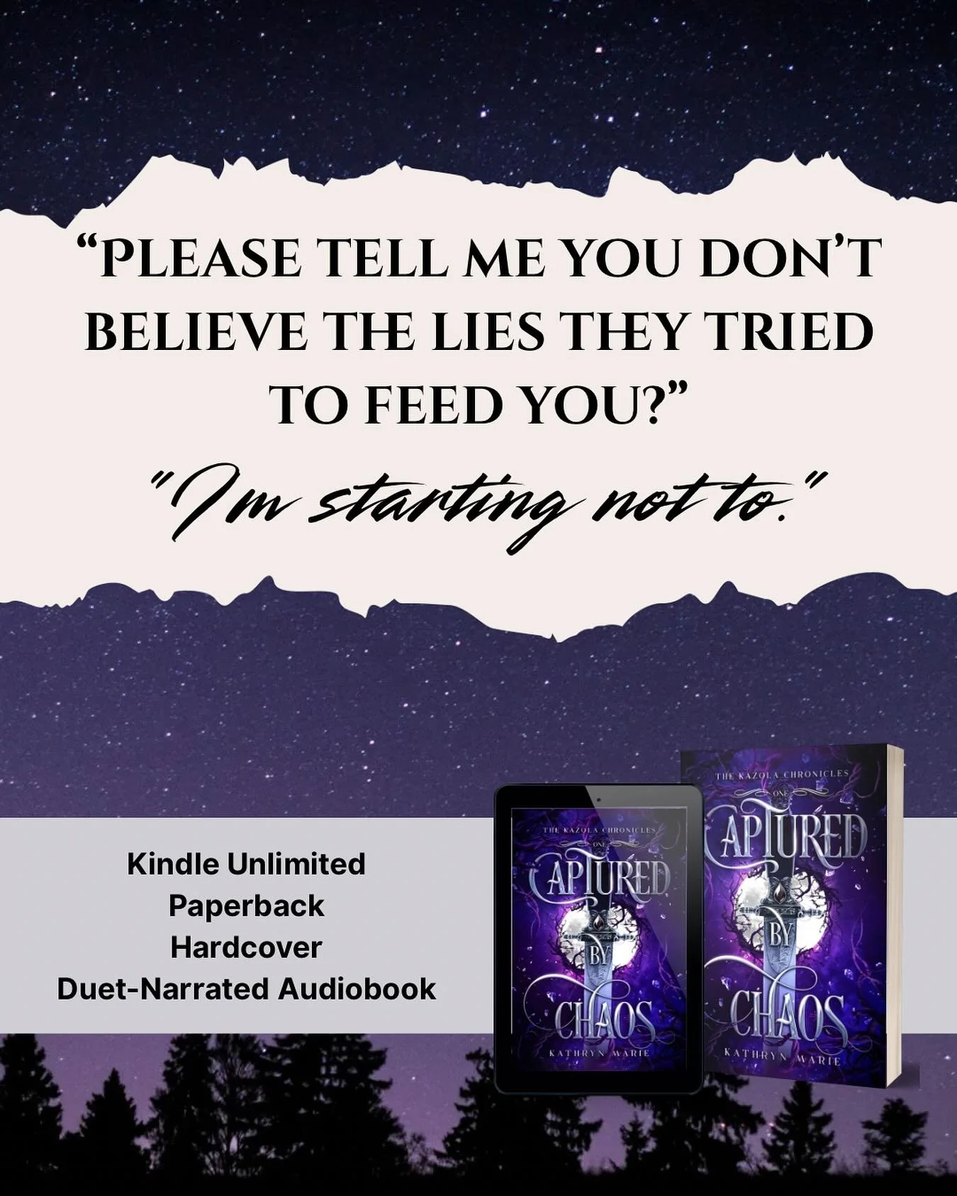 Kasha must learn to face her past, accept her new reality, and trust others...or else the deaths will continue, and everything she has built for herself might just slip away&hellip;

Read now to see what happens in: 

⚔️Captured by Chaos by @author_k