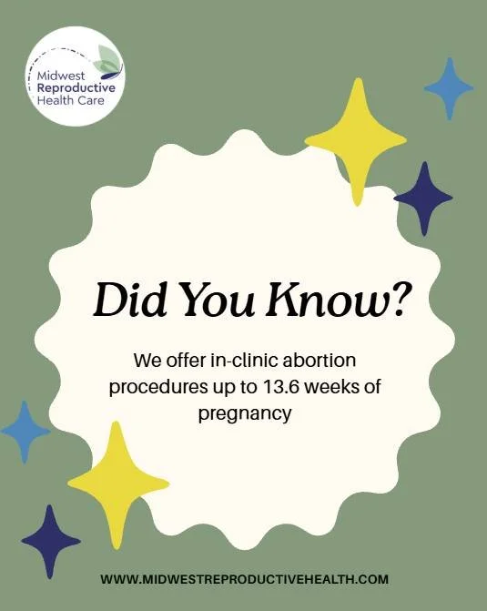 ✨ Expanded Abortion Care in Rockford ✨

Midwest Reproductive Health Care provides in-clinic abortion procedures up to 13.6 weeks of pregnancy.

We believe abortion is health care. And health care should be:
&bull; Compassionate
&bull; Evidence-based
