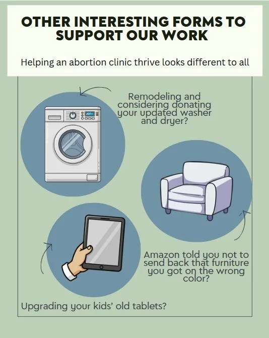 💜 Small Donations, Big Impact for Our Clinic 💜

There are many ways our community helps Midwest Reproductive Health Care thrive &mdash; and sometimes the most practical items make the biggest difference for our patients.

✨ A tablet can help client