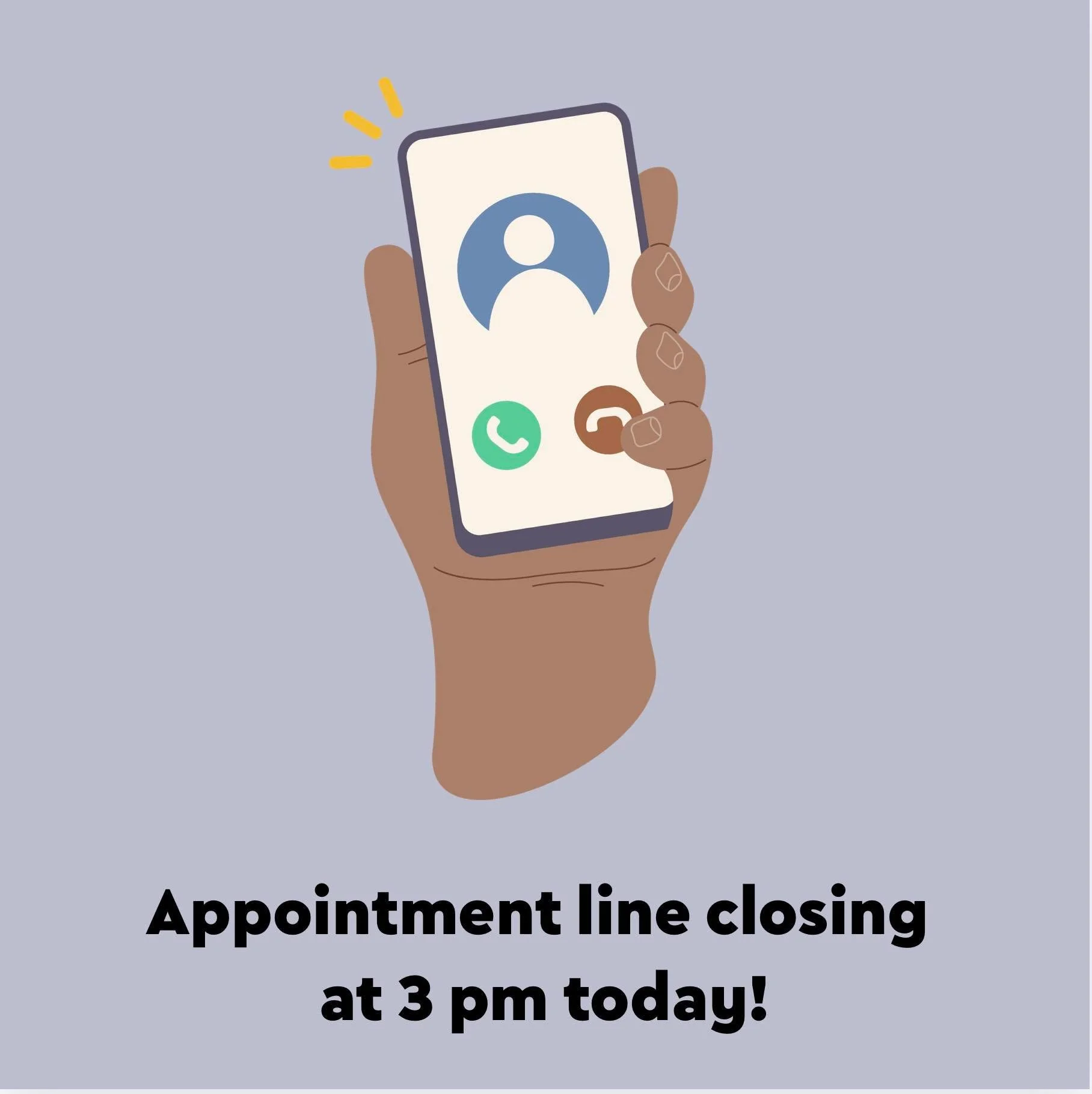 📣 Please note: Our appointment line will close at 3:00 PM this Friday.

You are welcome to leave a voicemail, and we will resume scheduling appointments on Monday. In the meantime, we invite you to visit the Resources section of our website&mdash;we