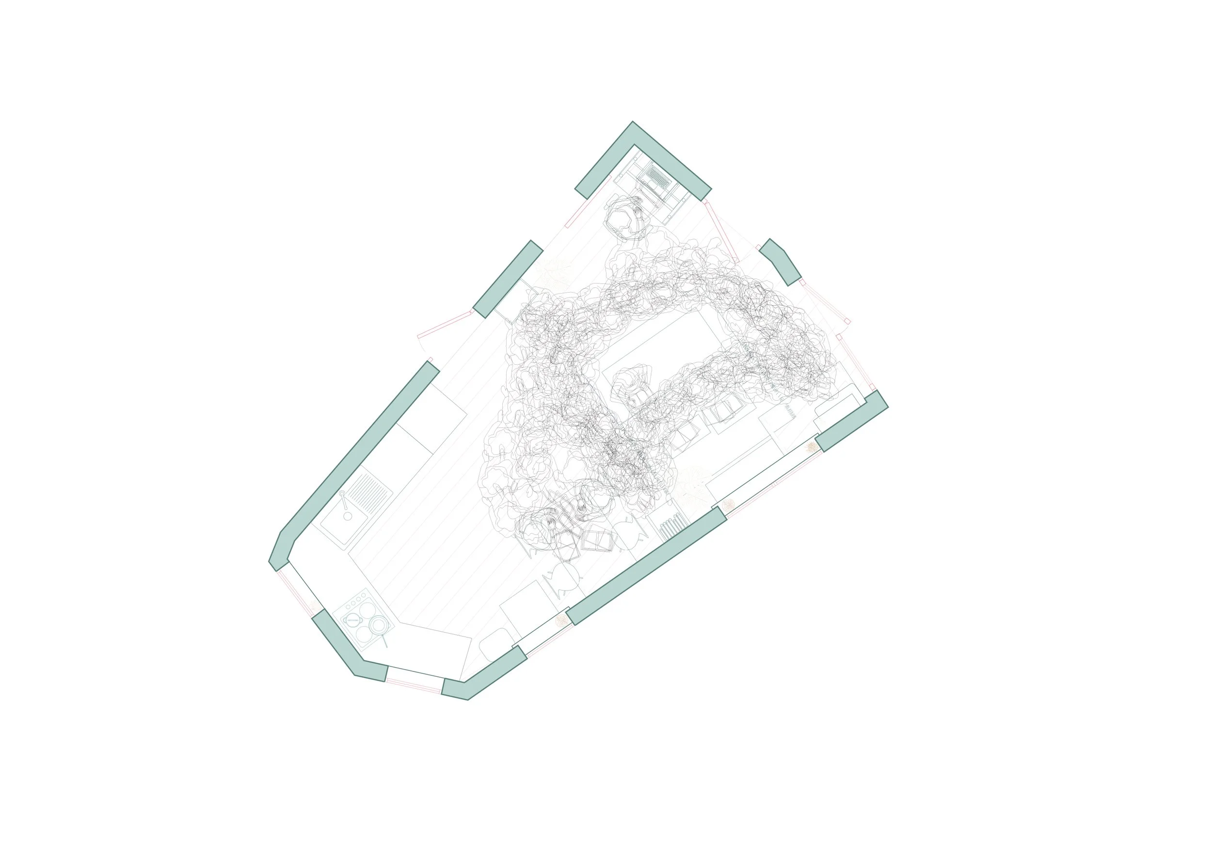 Movement through the space.