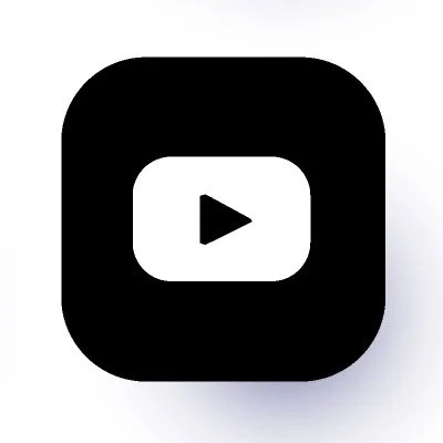 YouTube app icon with a black background and a white play button in the center.