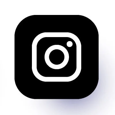 Instagram logo with a black rounded square background and a white camera icon in the center.