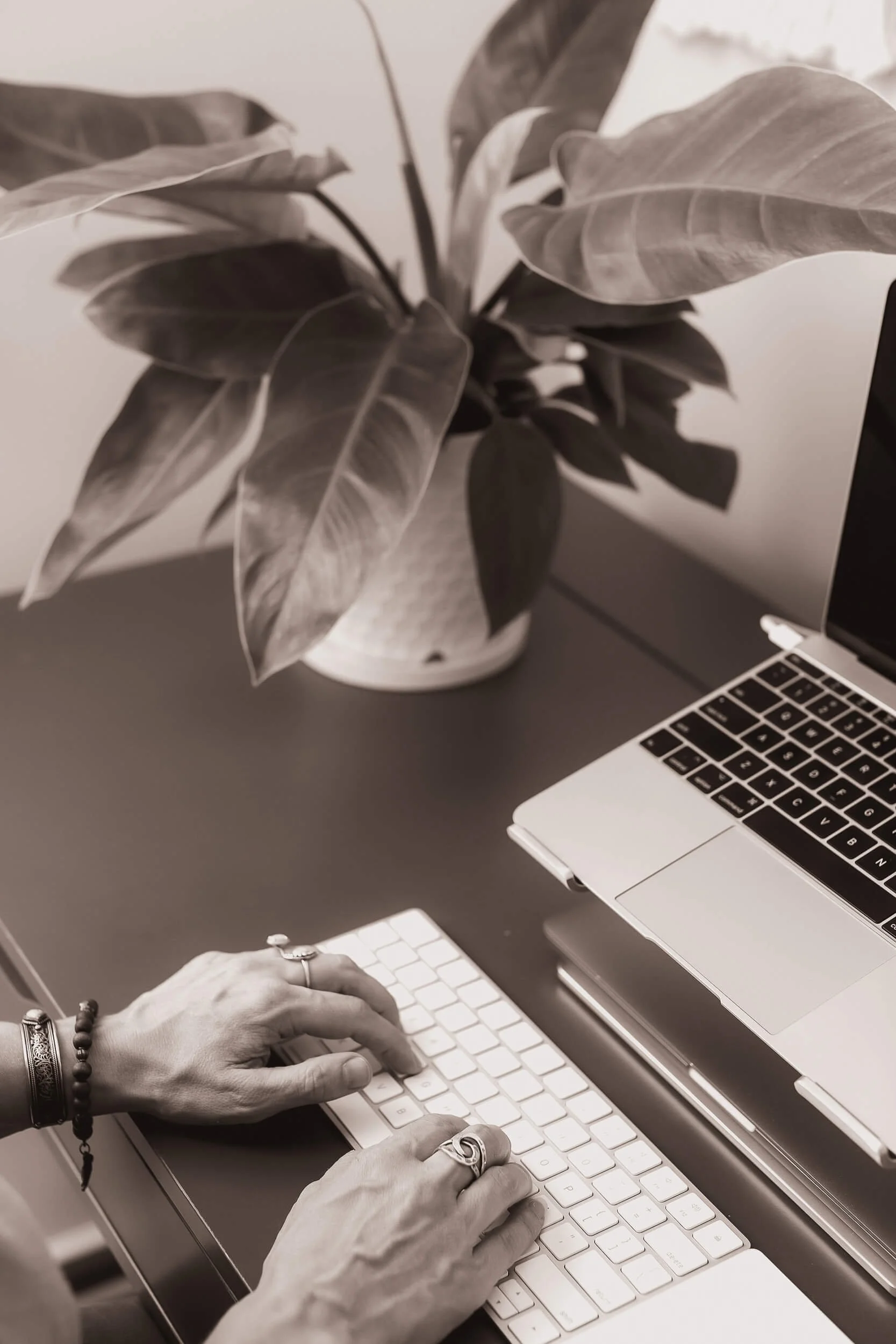 hands typing on a keyboard