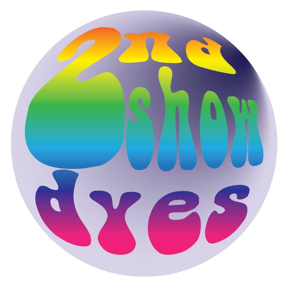 Colorful circular logo with the text '2nd Show Dyes' in a psychedelic font, with a rainbow gradient background