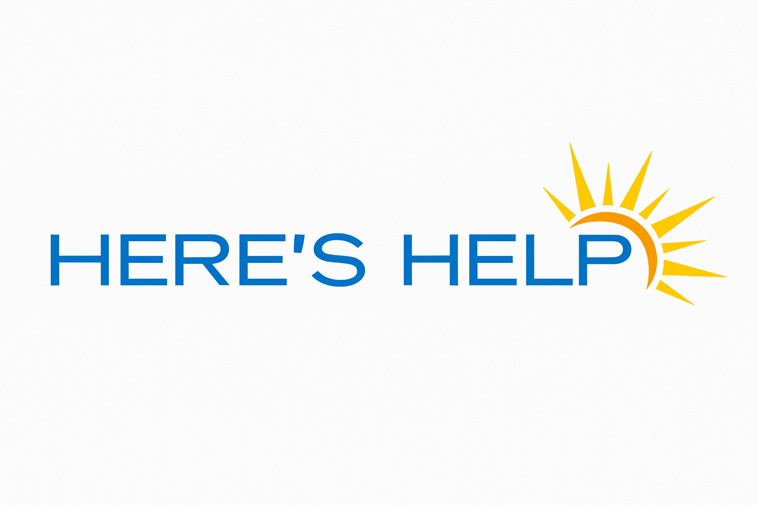 Text reading 'HERE'S HELP' with a graphic of a sun partially visible on the right.