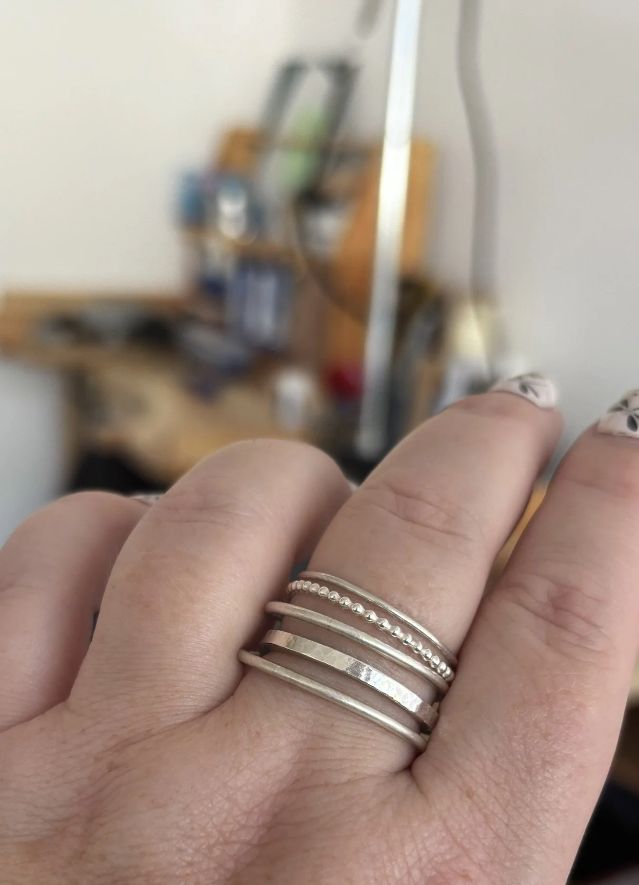 stacking rings on finger