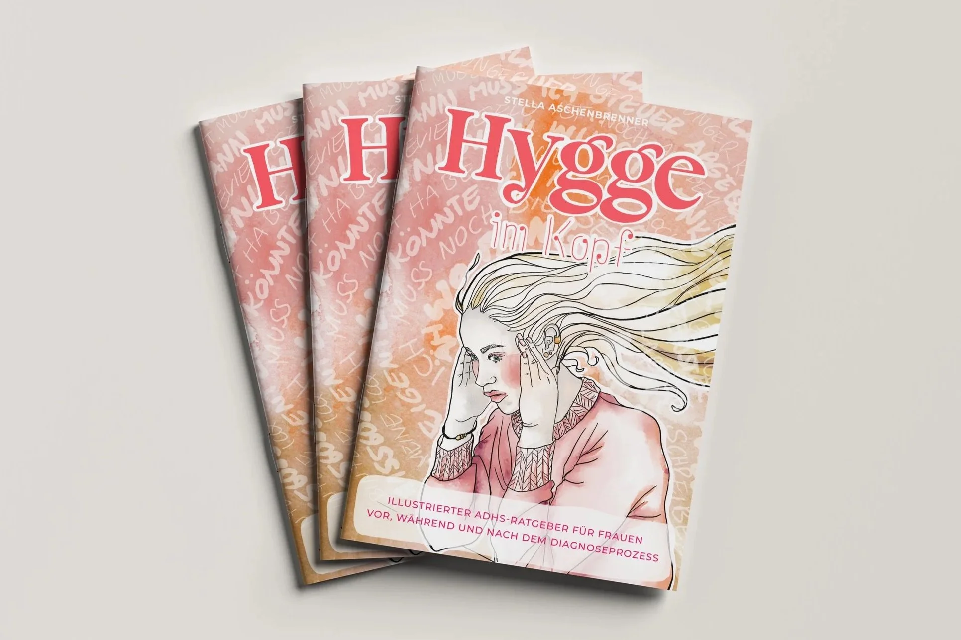 Drei Booklets mit dem Titel "Hygge im Kopf"