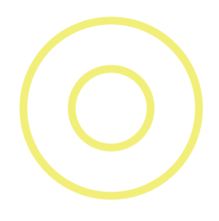 A black background with two concentric yellow circles.
