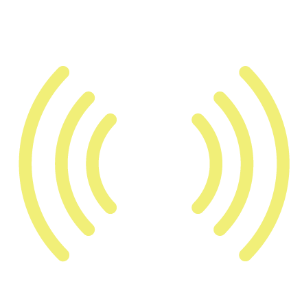 Yellow Wi-Fi signal icon with concentric arcs radiating outward.