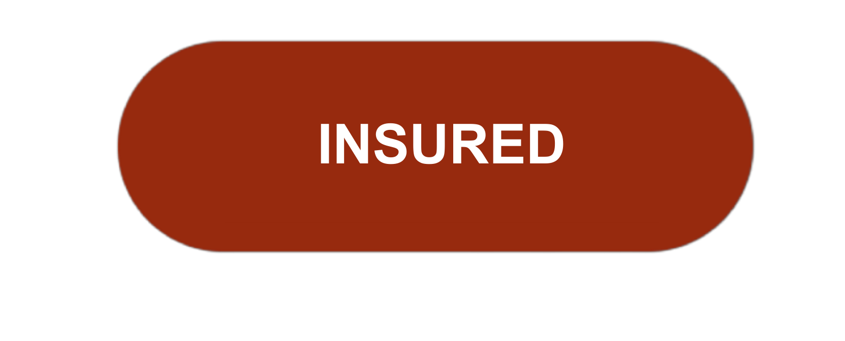 A large, rounded rectangle button with a dark brown color and the word 'INSURED' in white, centered on the button.