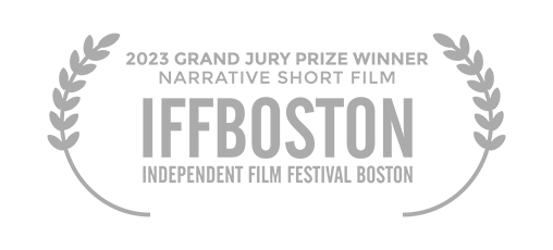 Award statement for the 2023 Grand Jury Prize Winner Narrative Short Film at the Boston Independent Film Festival, with laurel branches on either side.