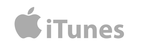 Apple logo and the word iTunes in gray on a black background.