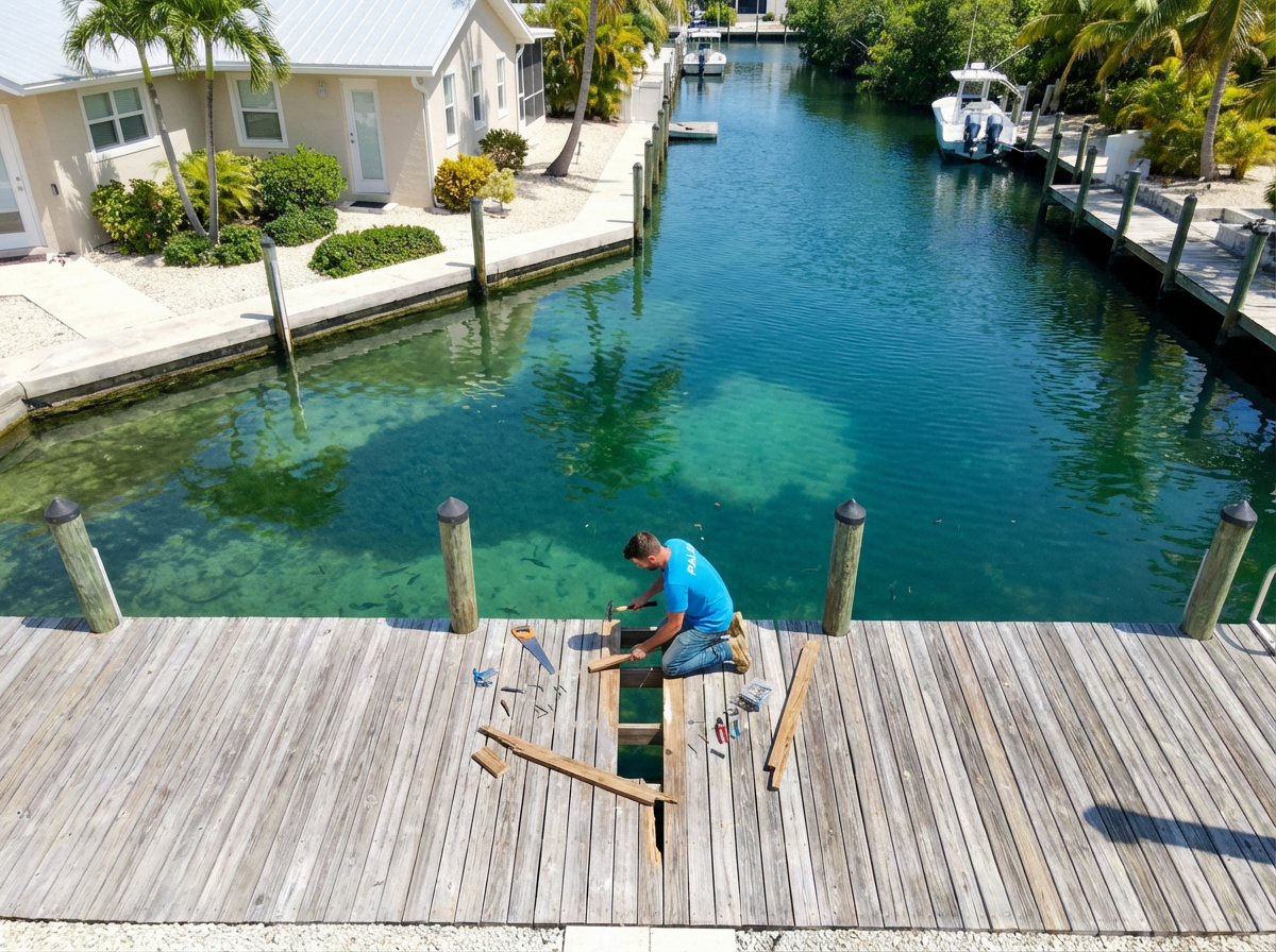 Dock repair by handyman in the Florida Keys