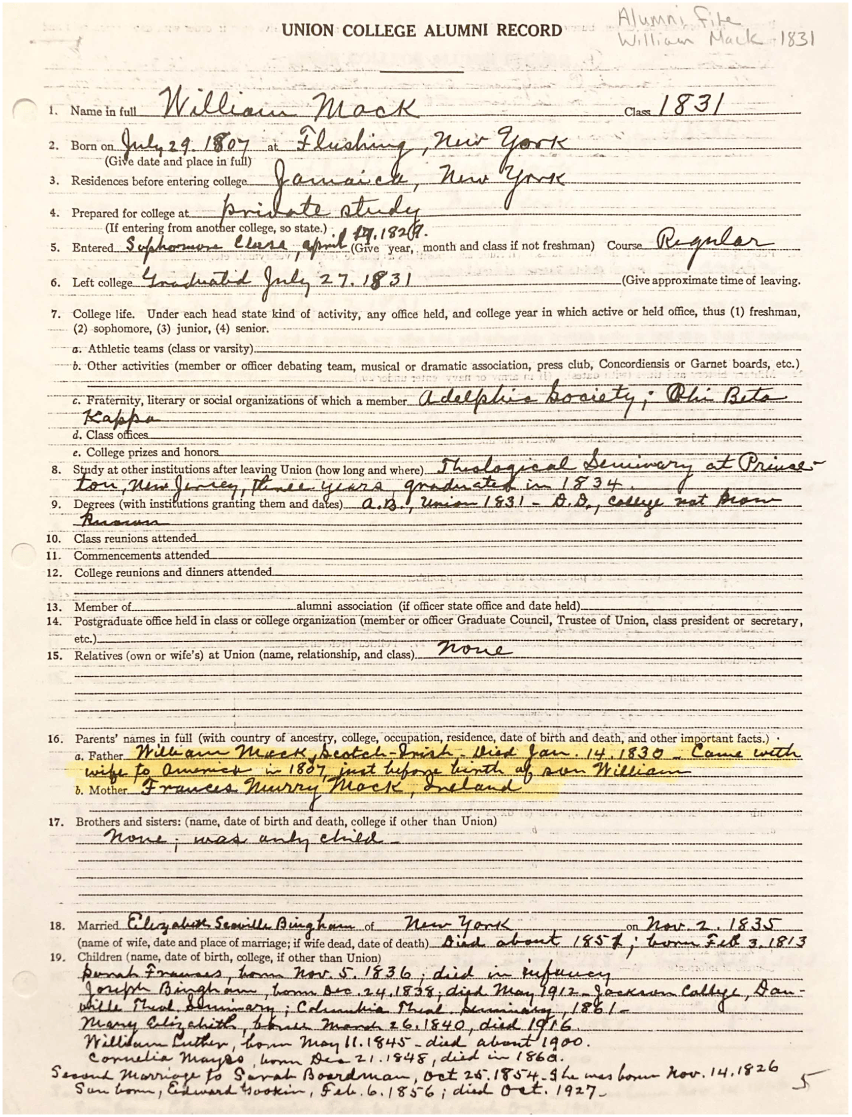 Union College Alumni Record