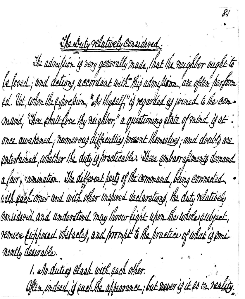 The Duty Relatively Considered