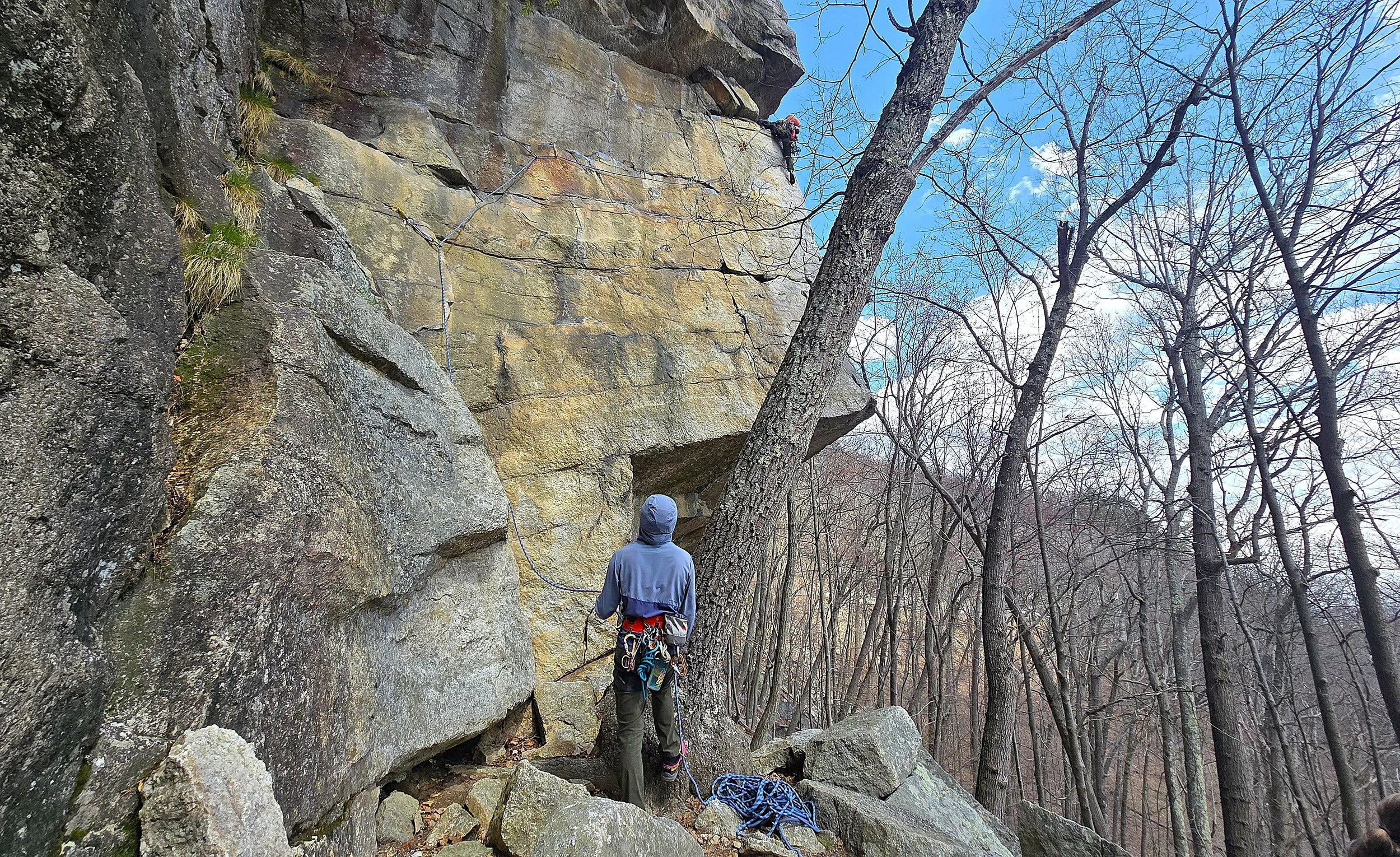 Rock climbing instruction in the Gunks with certified guide teaching outdoor skills