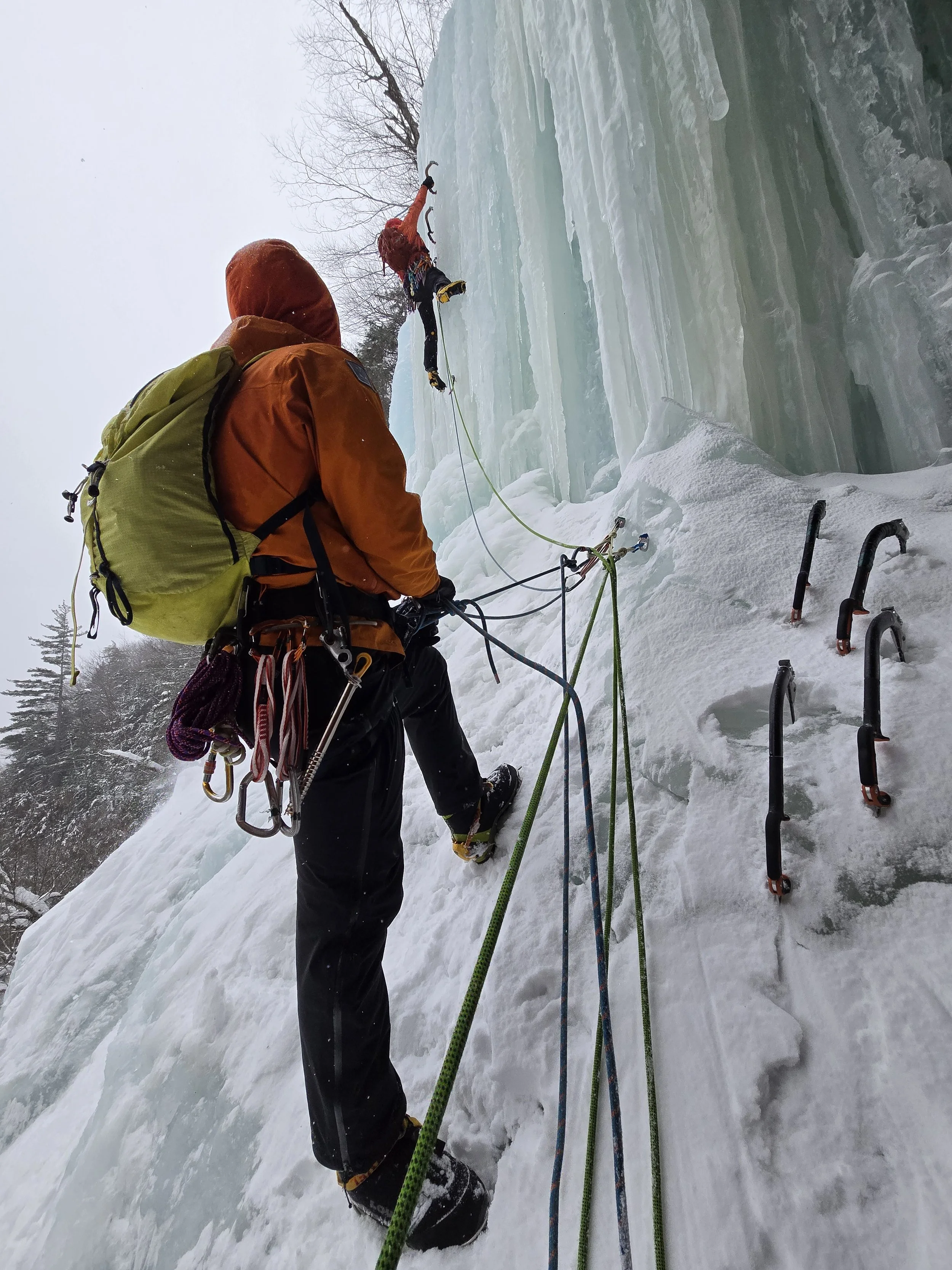 Multipitch Ice Climbing at Frankenstein Ledge, New Hampshire