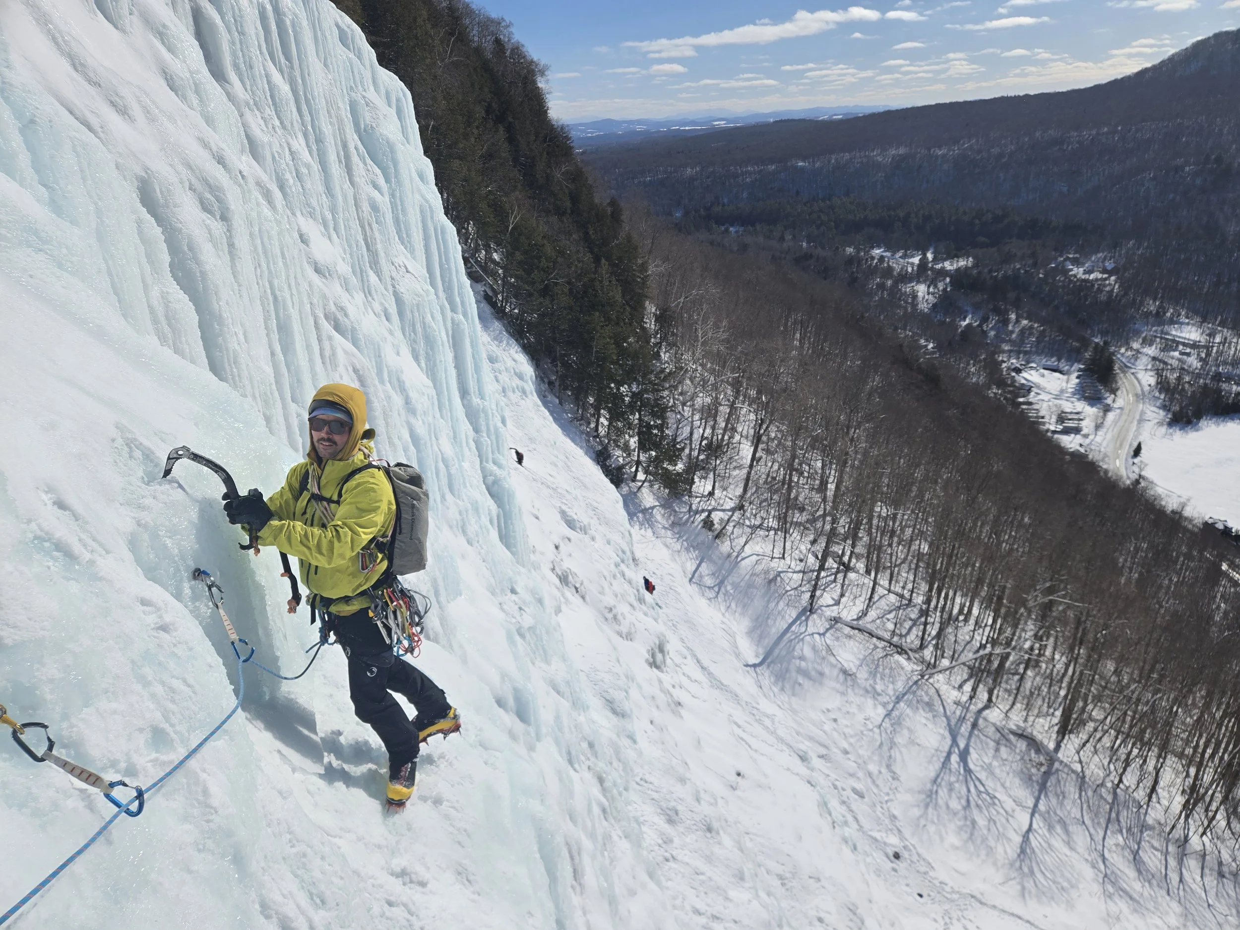 Ice climber following a multi pitch route on Mount Willard