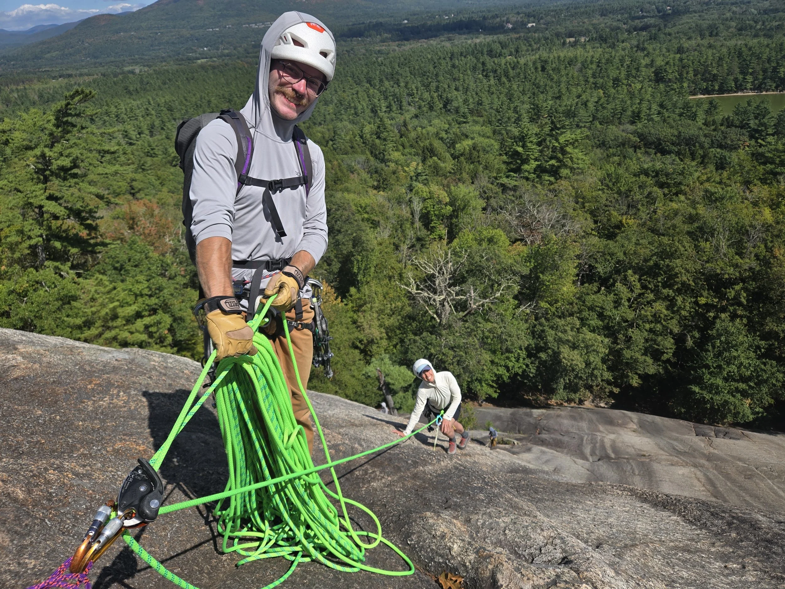 Guided multi-pitch climbing on Whitehorse Ledge in the White Mountains