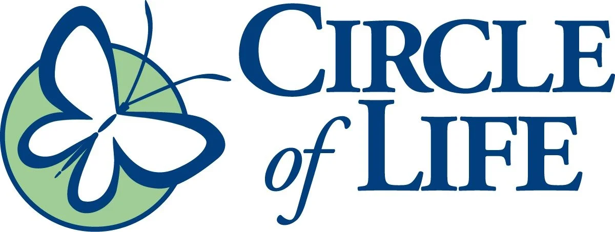 Circle of Life logo showing a stylized butterfly inside a green and blue circular shape, paired with the words ‘Circle of Life’ in blue serif text, symbolizing care and renewal.