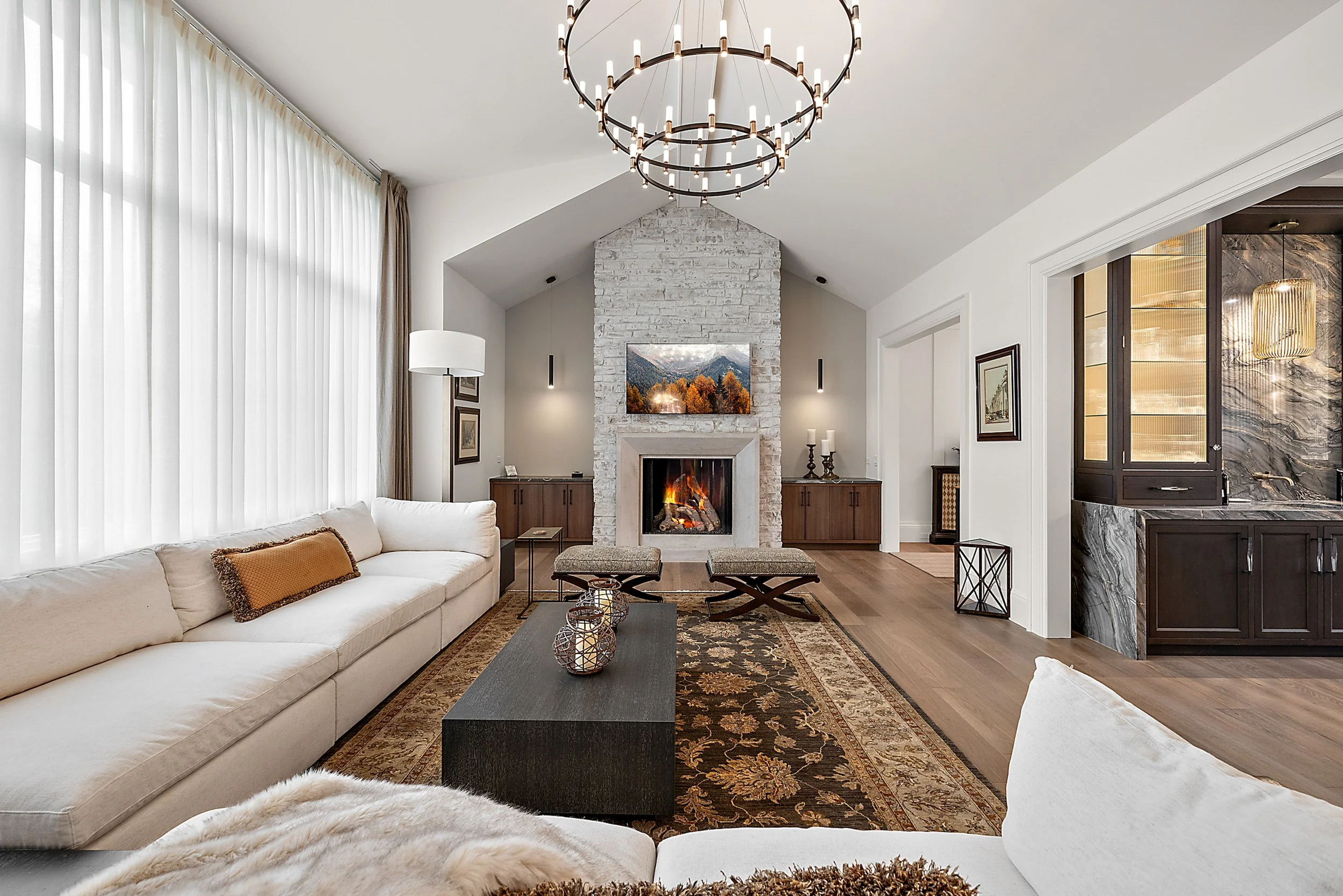 Open Concept Great Room in Luxury Custom Home – Michigan