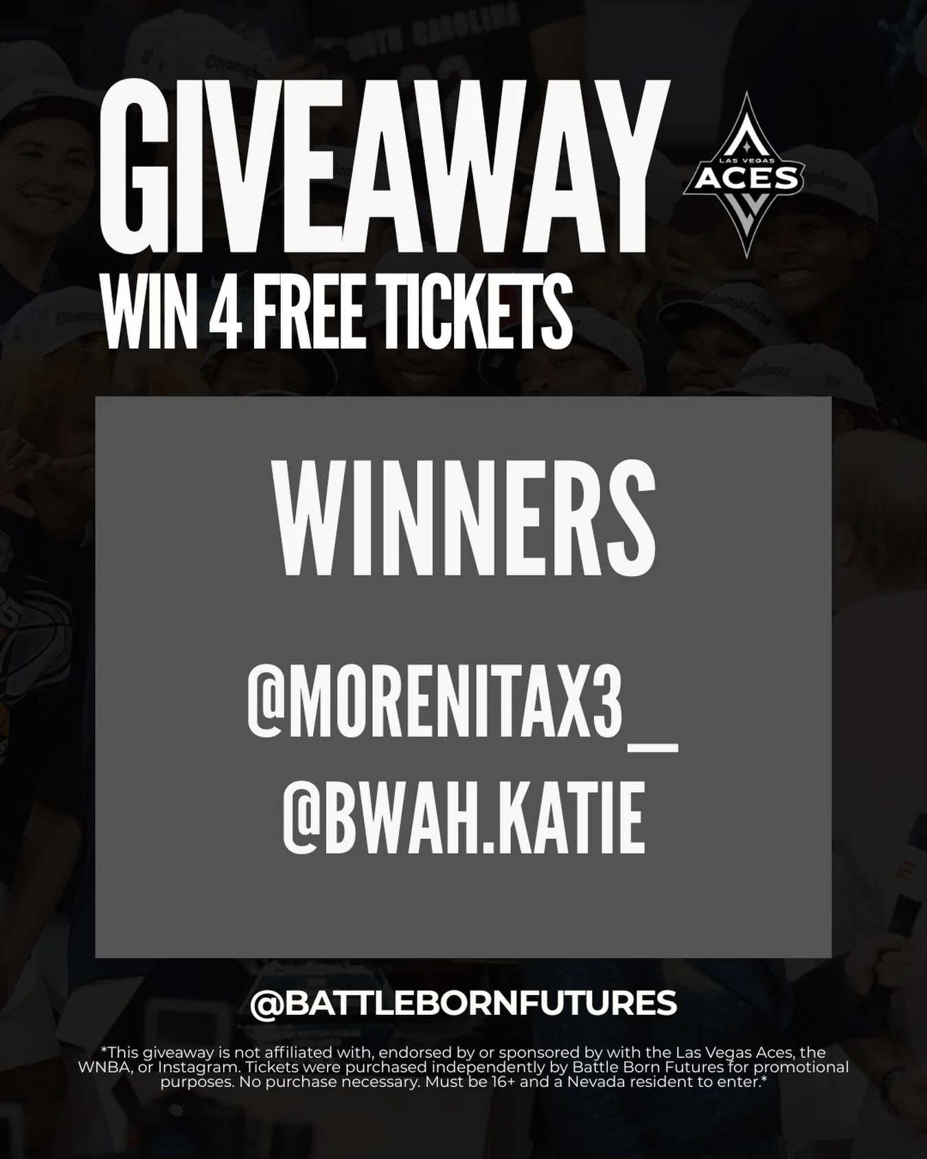 Congratulations to our Las Vegas Aces ticket giveaway winners! 

We will be messaging you to get the tickets in your hands. See you at the game tomorrow 🏀 

#lasvegasaces #basketball #lasvegas