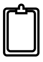 Outline of a clipboard with a paper attached