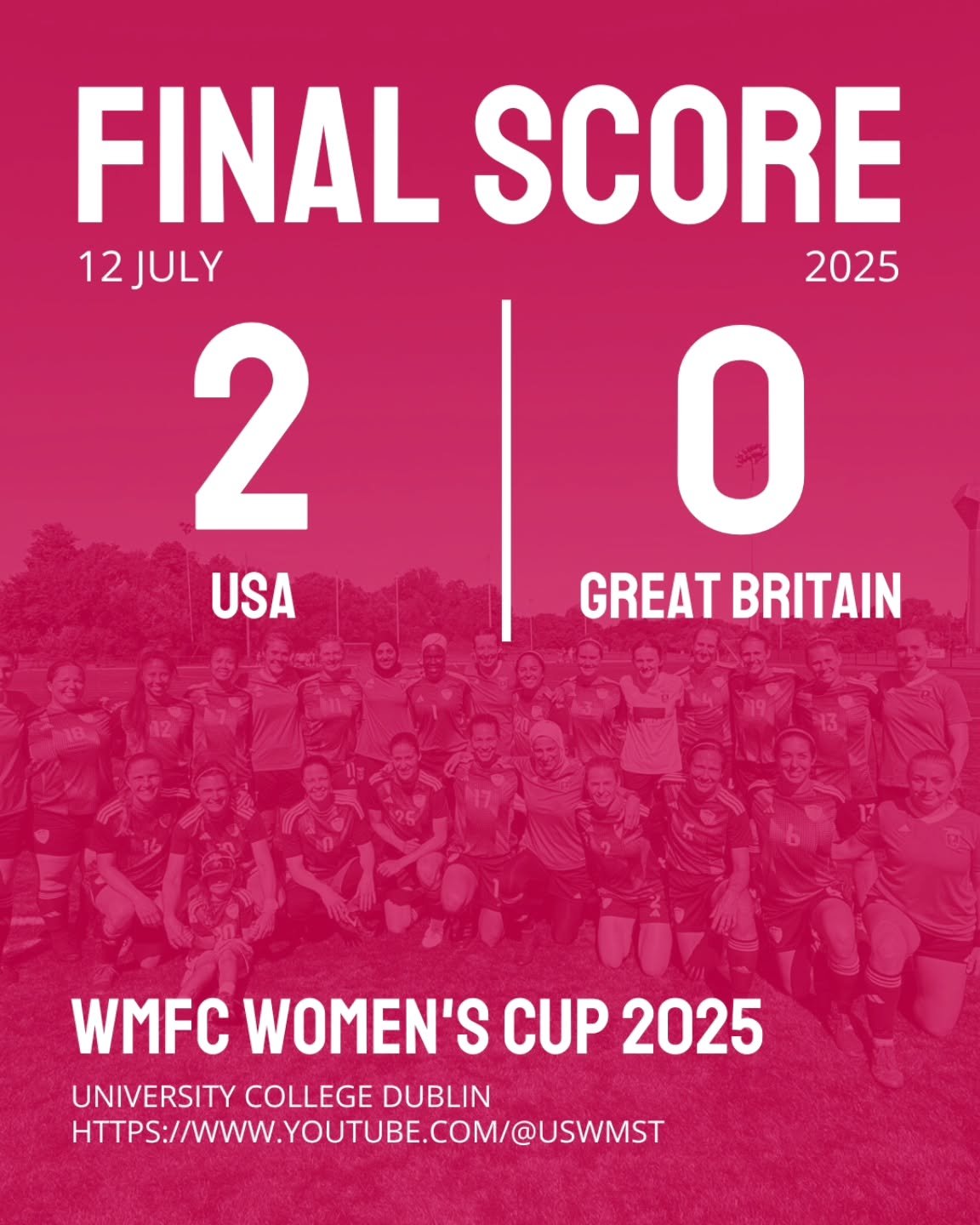 Party like it's 1776!

Two very deserving goals from @rachel_bvh and Natalia Painter lifted us over an incredibly talented and fit Great Britain squad for our final match of #wmfc2025!

Thank you to all the fans and our players for making the Inaugur