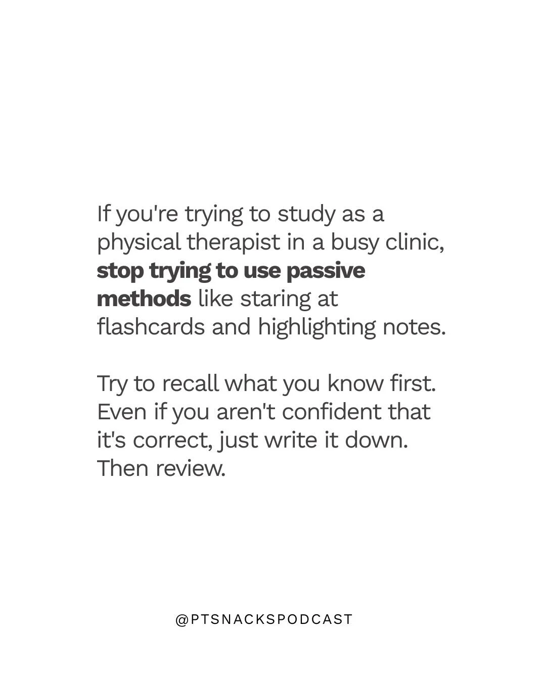 Frustrated with a lack of retention when you&rsquo;re trying to apply what you&rsquo;ve learned in a hectic clinic? 

Active learning techniques will actually help you retain more information in less time. 📚

Recall what you know/have learned, revie