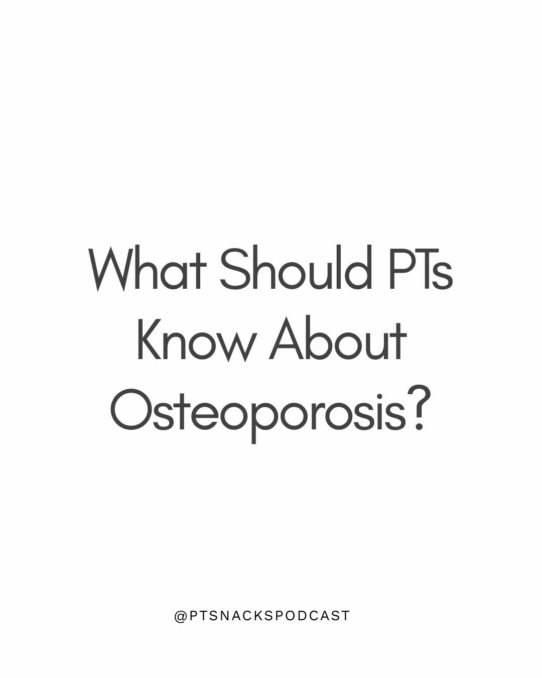 Treating someone who has osteoporosis? 🤔 Tune into episode 158 for more on who may have this and how to help patients exercise for the biggest &ldquo;bang for their buck&rdquo;.

Be sure to hit &ldquo;Follow&rdquo; wherever you listen to podcasts. ?