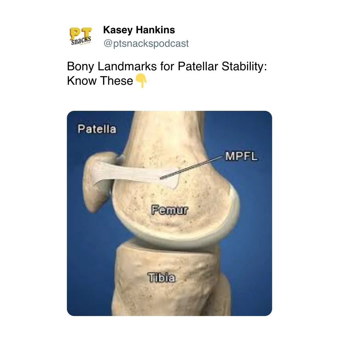 Mastering anatomy can be huge with any diagnosis. With patellar dislocations, variations in anatomy help us to identify risk factors.

Listen episode 165 for more on Patellar Dislocations and MPFL management 🦵