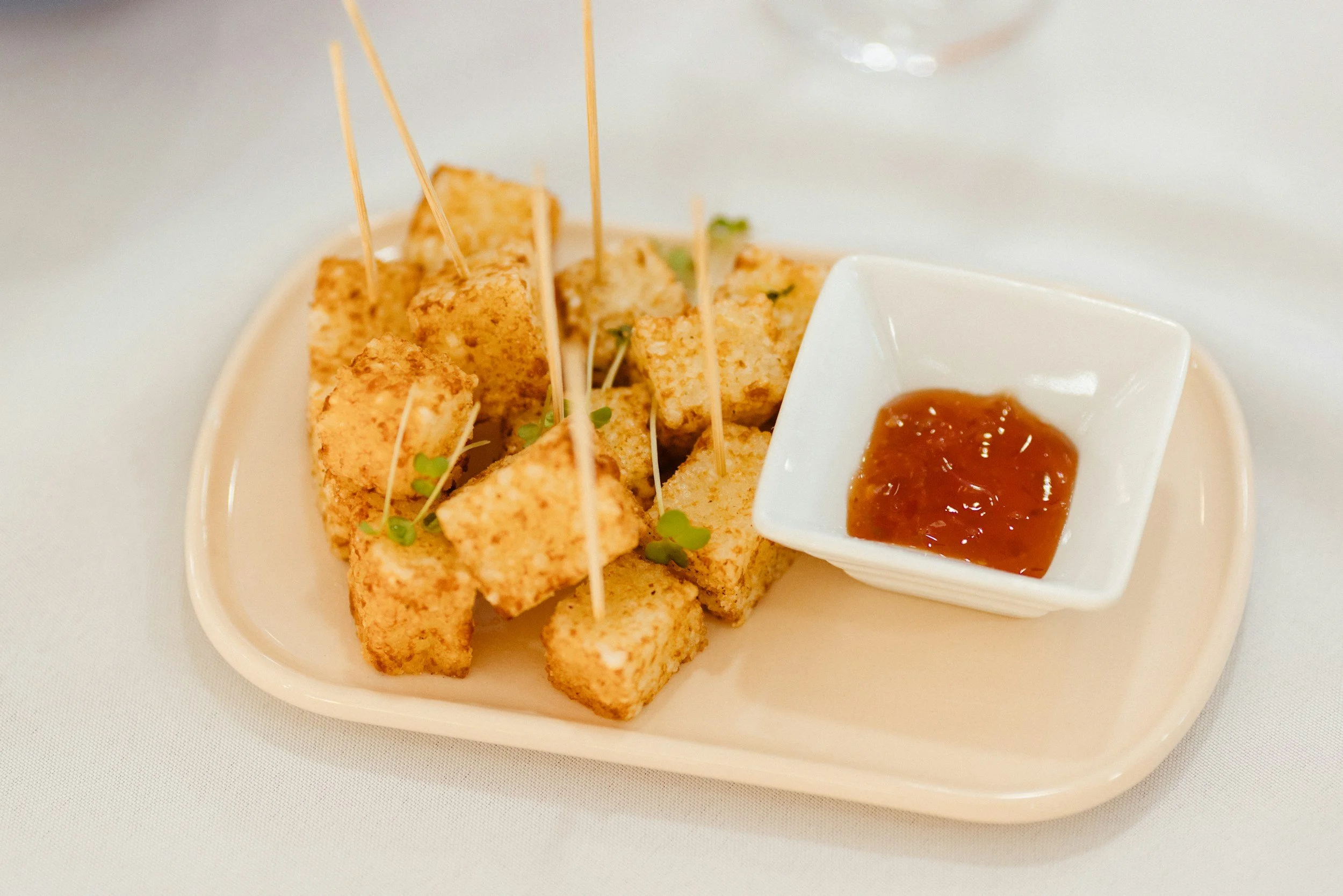Breaded tofu samples