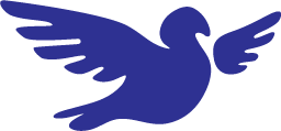 Stylized blue dove with outspread wings