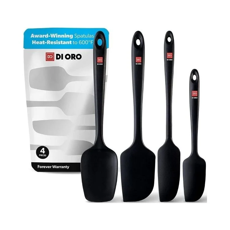 DI ORO Silicone Spatula Set - 600F Heat Resistant, 4-Pc Black