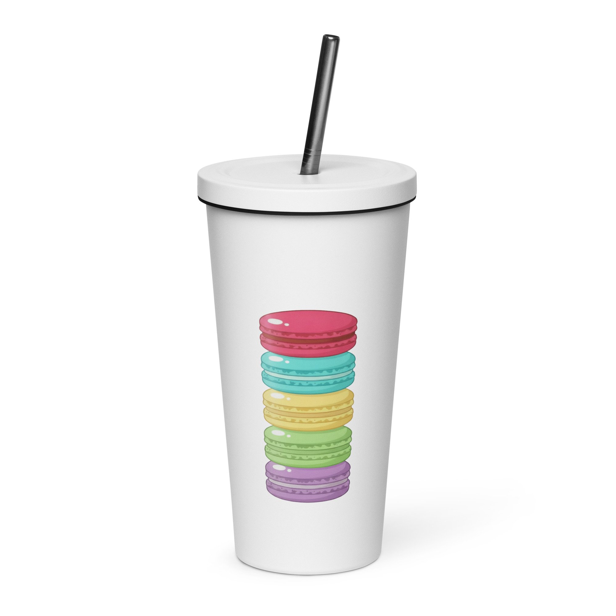 Bright Macaron Stack Insulated Tumbler (20 oz) with Straw