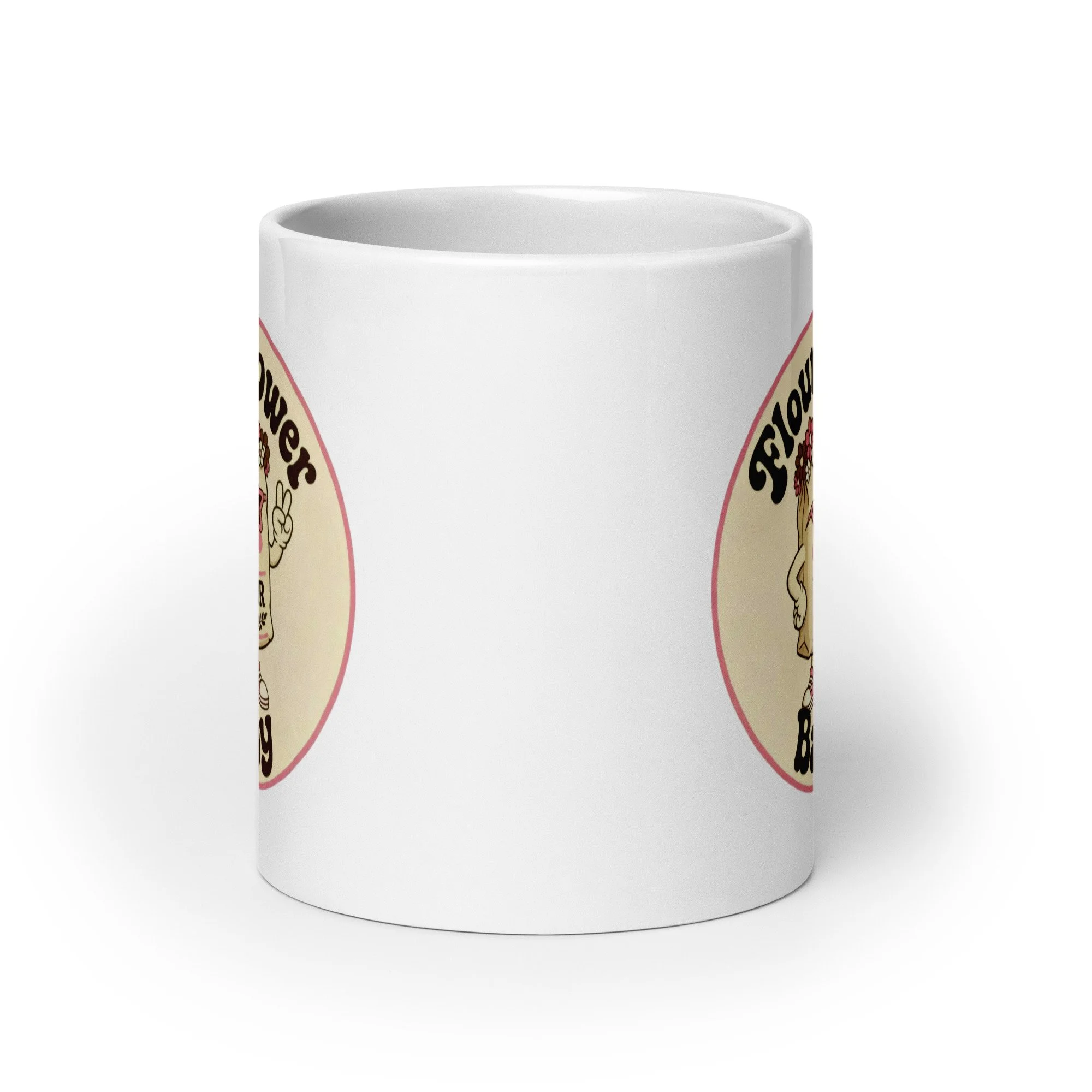 White ceramic retro baking mug shown from the back/blank side (no design visible).