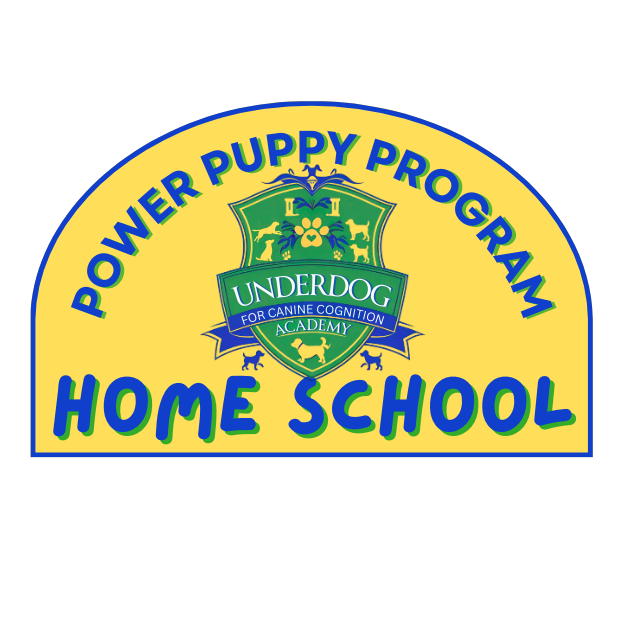 Logo for Power Puppy Program Home School featuring a shield with a dog and the UnderDog TRAINING CLUB banner.