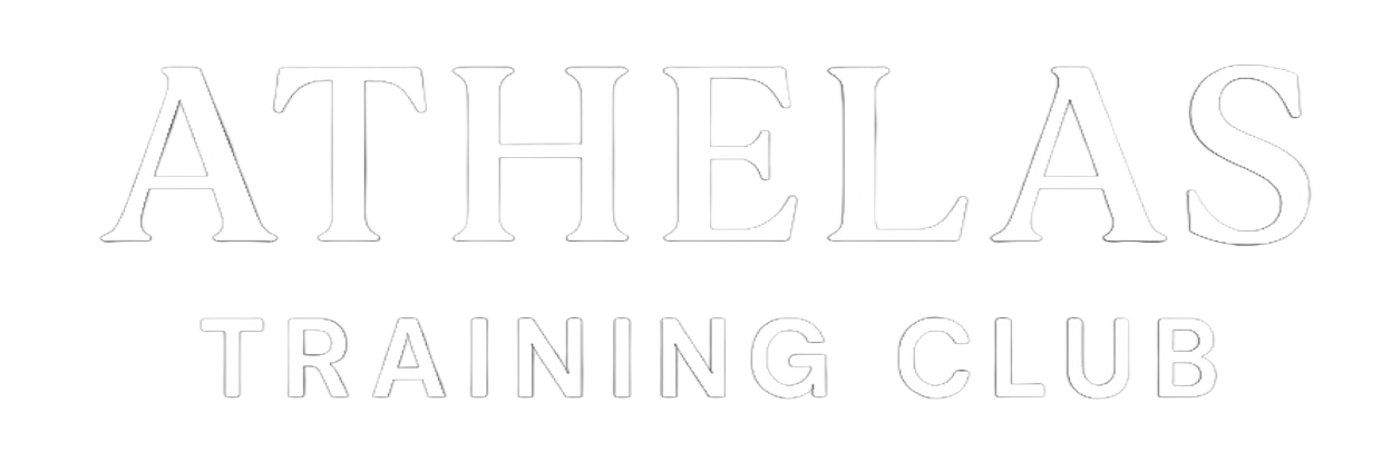 A black and white logo for Athelás Training Club with the club's name in bold letters.