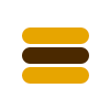 A stack of three brown horizontal bars, evenly spaced.