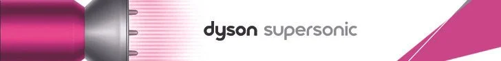Dyson Supersonic hairdryer in pink and silver with branding on the box
