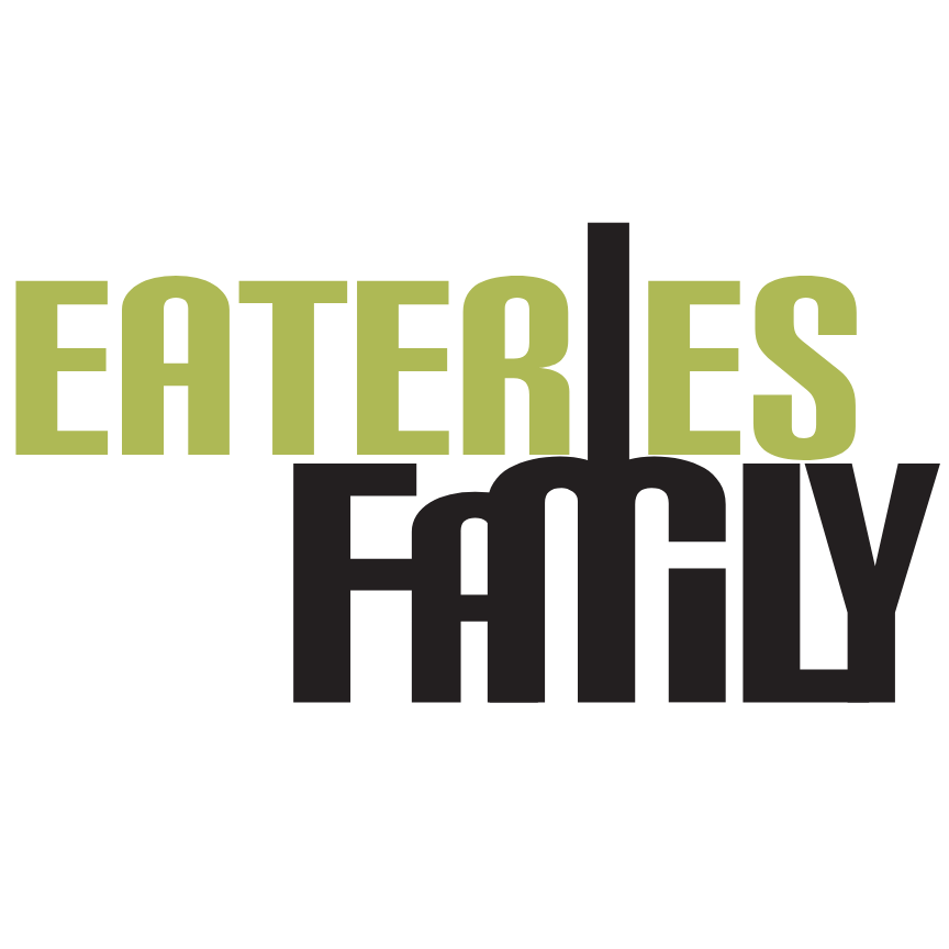 Logo with the words "Eaters Escaped" in green and black text, with a grill fork illustration extending from the "T" in "Eaters".