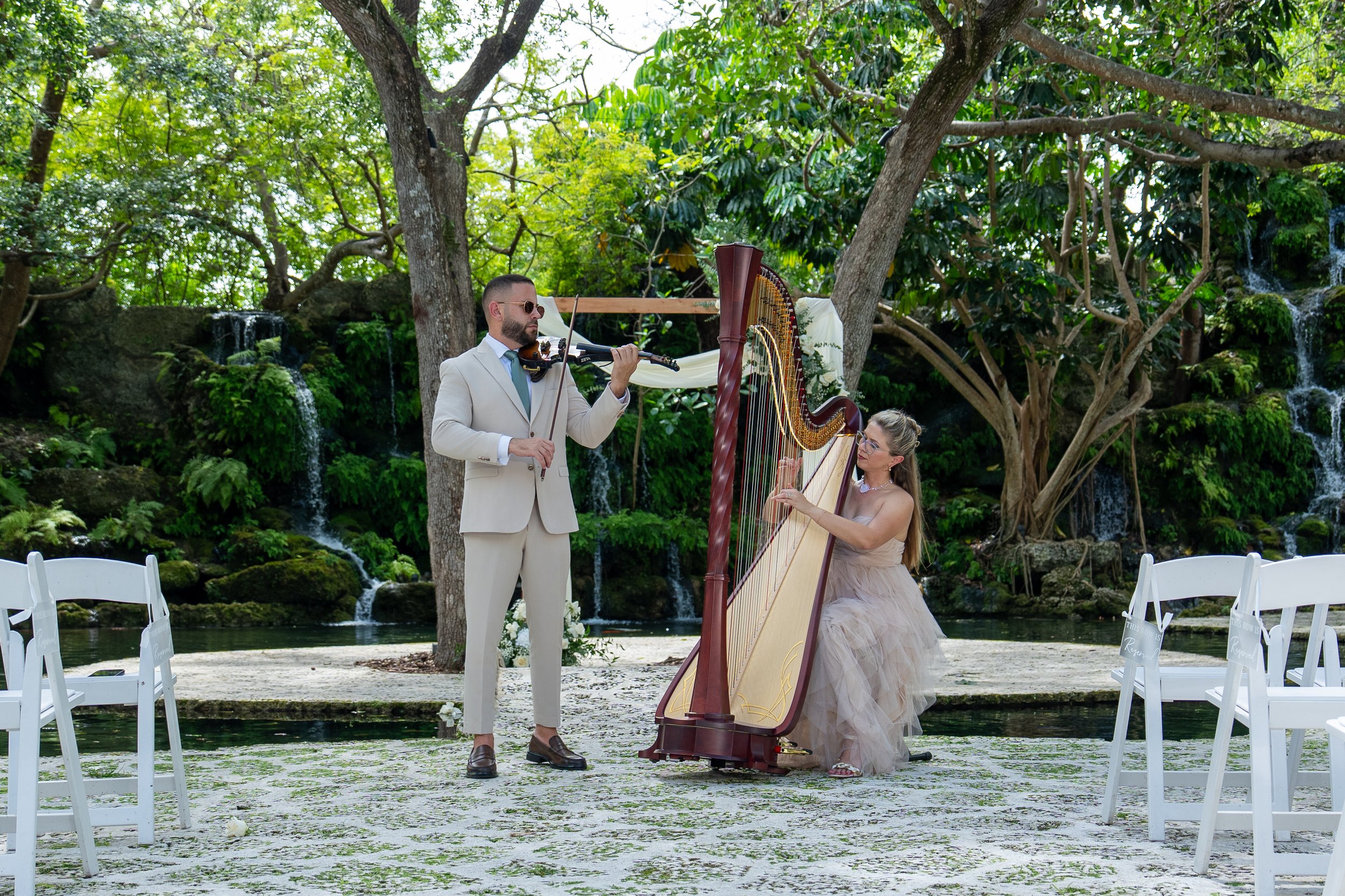 The Barn 305 Wedding Ceremony and Cocktail Hour with Violin and Harp