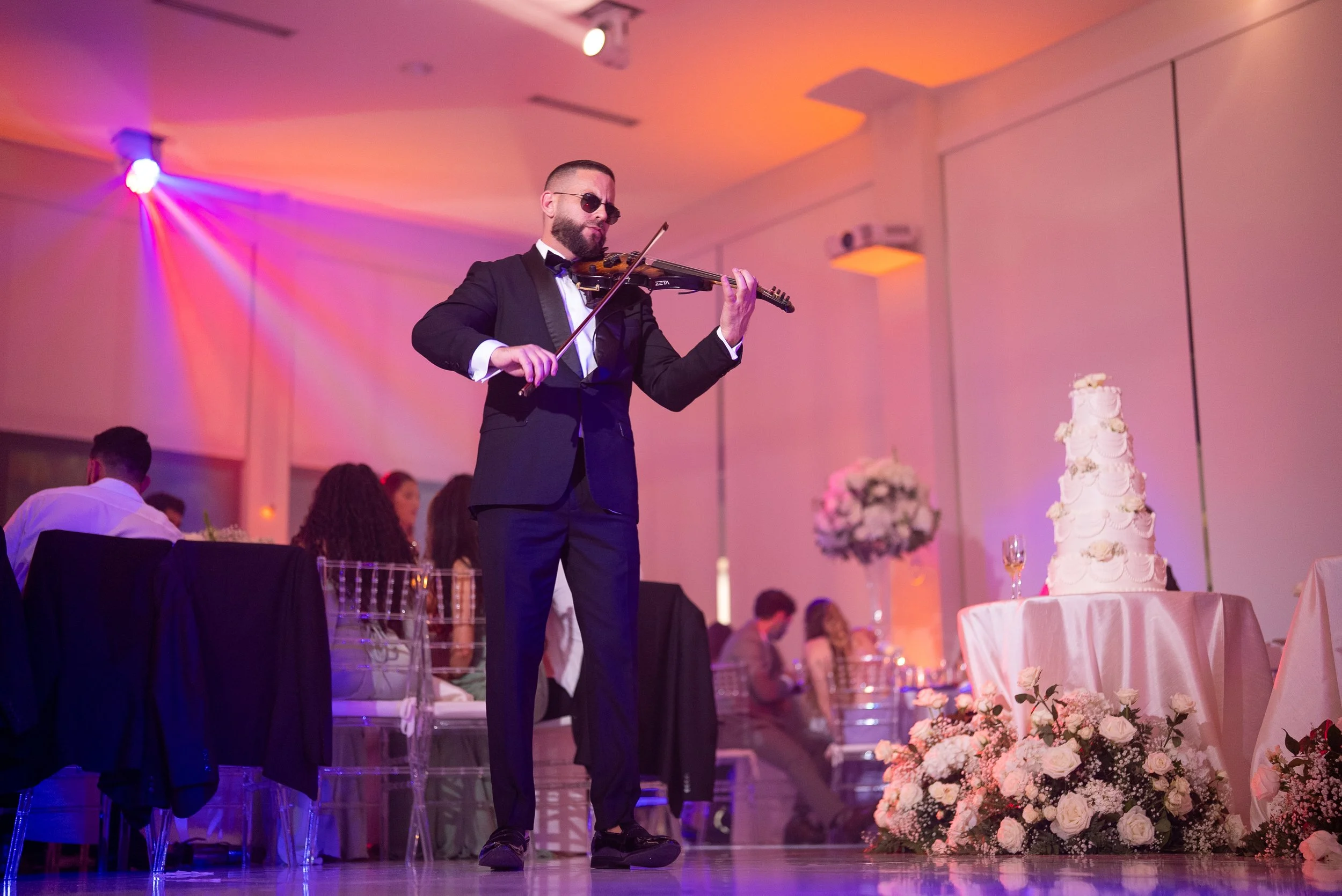 Reception violinist performing at The Glass Venue in Miami