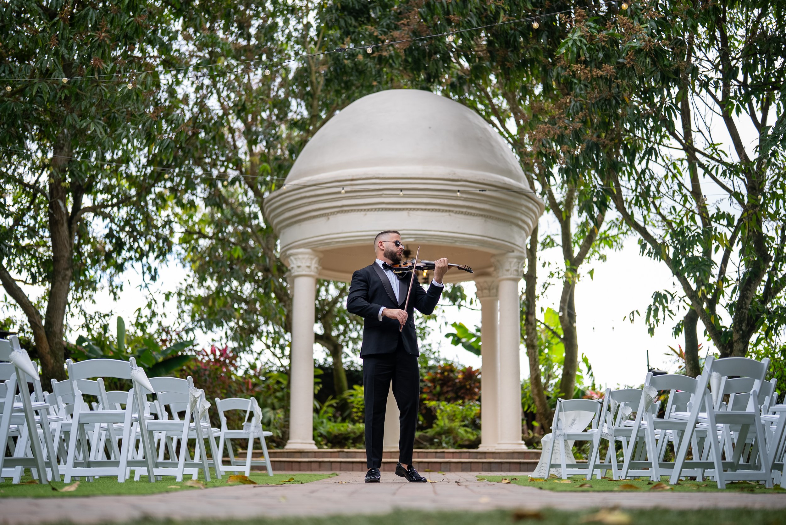 Wedding violinist performing during ceremony at Villa Toscana Miami