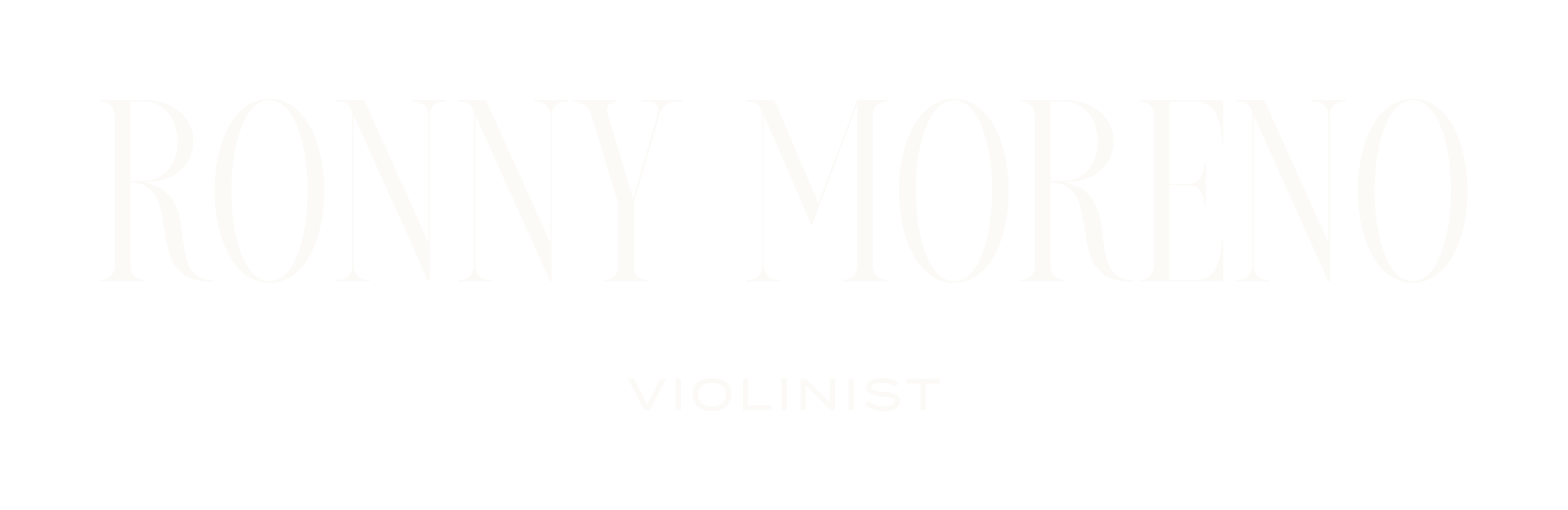 Text saying 'RONNY MORENO' with smaller text below that reads 'VIOLINIST' on a black background.