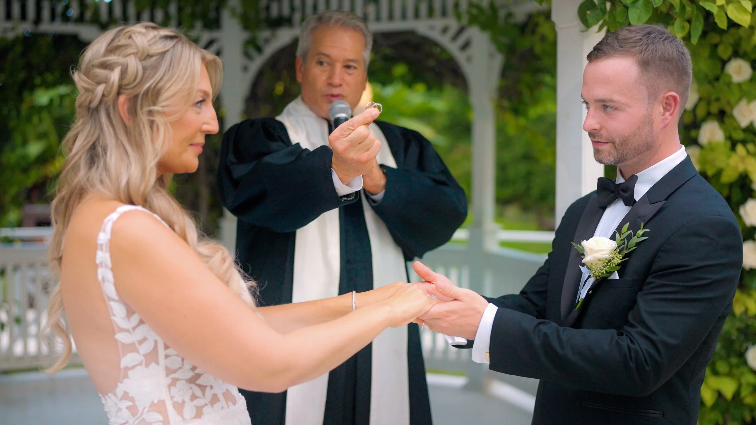 Ring exchange during wedding ceremony at The Palms Hotel & Spa in Miami Beach
