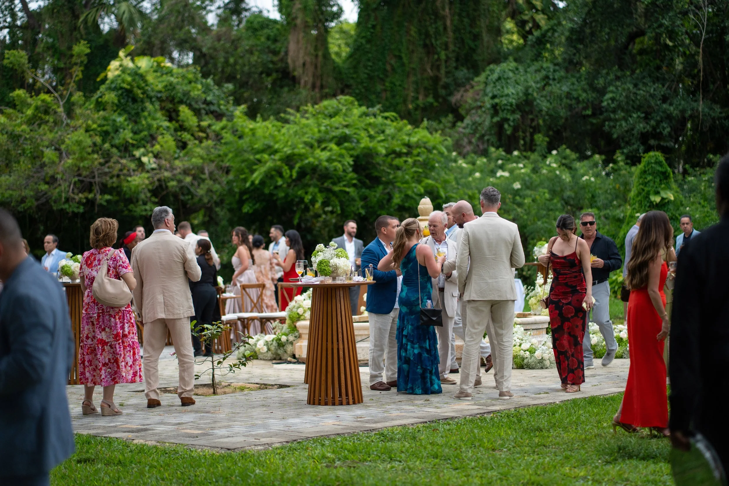 Wedding atmosphere at The Ancient Spanish Monastery during cocktail hour