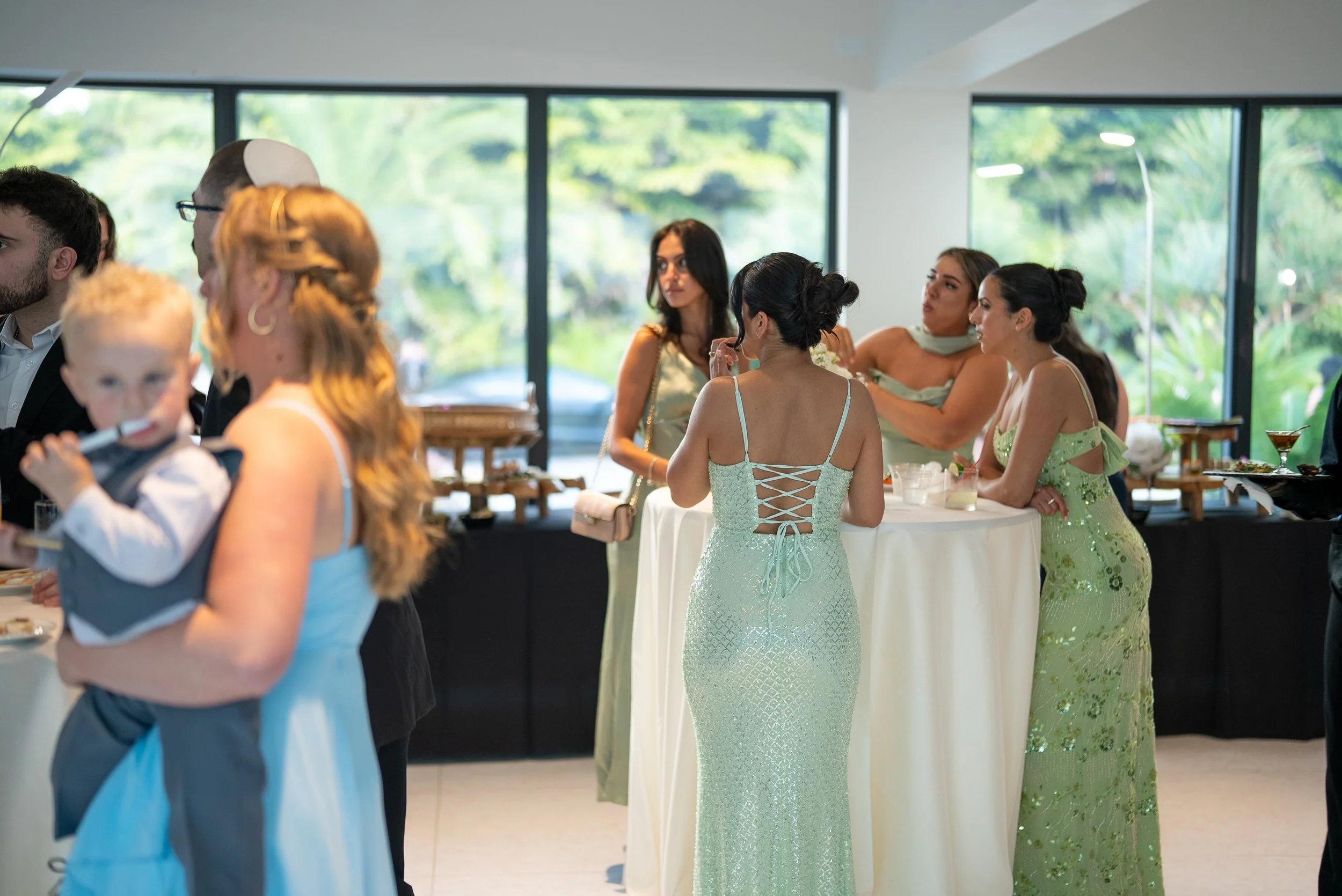 Cocktail hour at The Glass Venue wedding in Miami