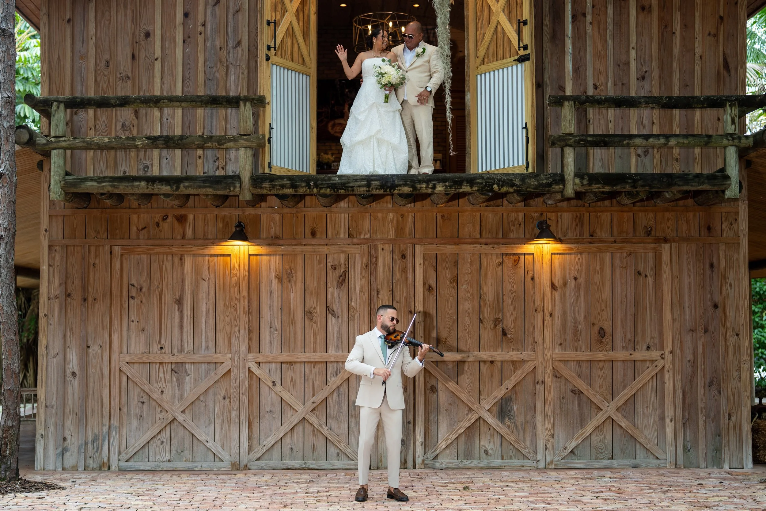 Wedding violinist performing at The Barn 305 in Miami